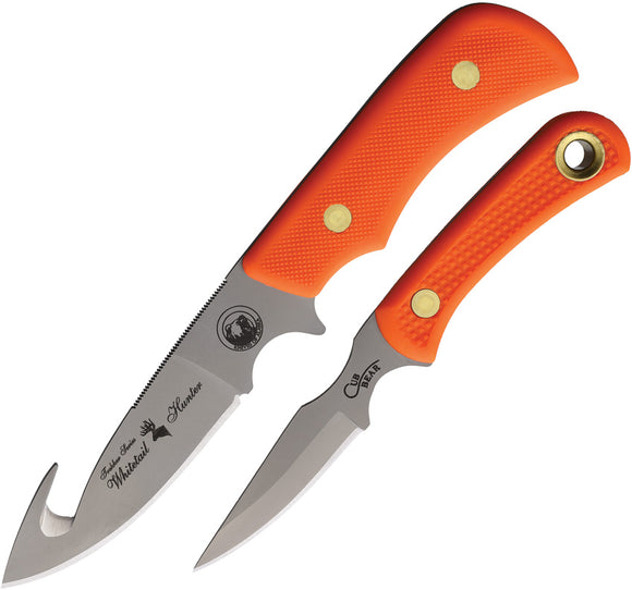 Knives Of Alaska Whitetail GH & Cub Combo Orange SureGrip D2 Steel Fixed Blade Knife 2pc Set 00202FG