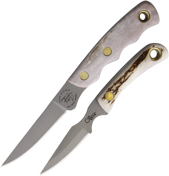 Knives Of Alaska Jaeger & Cub Combo Stag D2 Steel Fixed Blade Knife 2pc Set 00255FG