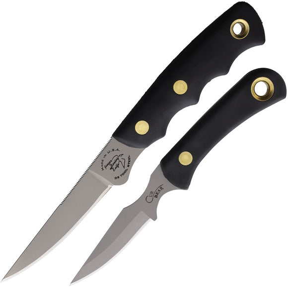Knives Of Alaska Jaeger & Cub Combo Black SureGrip D2 Steel Fixed Blade Knife 2pc Set 00256FG