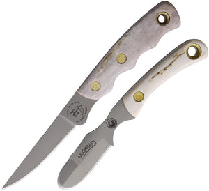 Knives Of Alaska Jaeger & Muskrat Combo Stag D2 Steel Fixed Blade Knife 2pc Set 00303FG