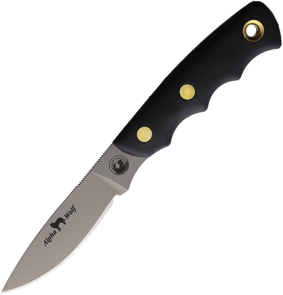 Knives Of Alaska Alpha Wolfe Black SureGrip D2 Steel Fixed Blade Knife w/ Sheath 00326FG