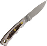 Knives Of Alaska Alpha Wolfe Grooved Stag D2 Steel Fixed Blade Knife w/ Sheath 00327FG