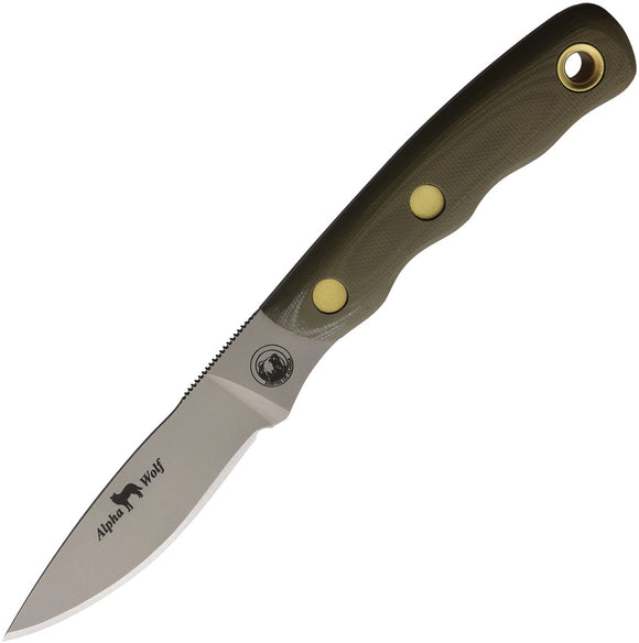 Knives Of Alaska Alpha Wolfe OD Green G10 S30V Steel Fixed Blade Knife w/ Sheath 00349FG