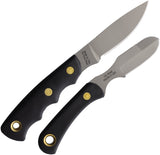 Knives Of Alaska Alpha Wolfe & Muskrat Combo Black SureGrip D2 Steel Fixed Blade Knife 2pc Set 00362FG