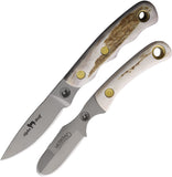 Knives Of Alaska Alpha Wolfe & Muskrat Stag D2 Steel Fixed Blade Knife 2pc Set 00363FG