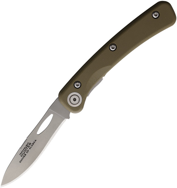 Knives Of Alaska Hunter Linerlock OD Green G10 Folding D2 Steel Pocket Knife 00395FG