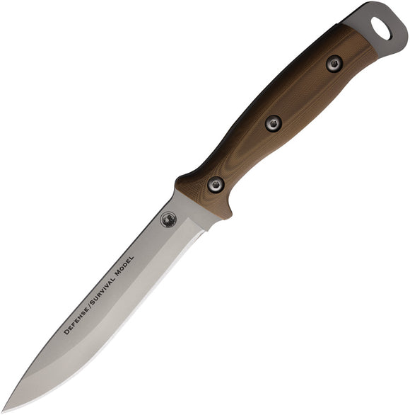 Knives Of Alaska Defense Survival Tan G10 D2 Steel Fixed Blade Knife w/ Kydex Sheath 00844FG
