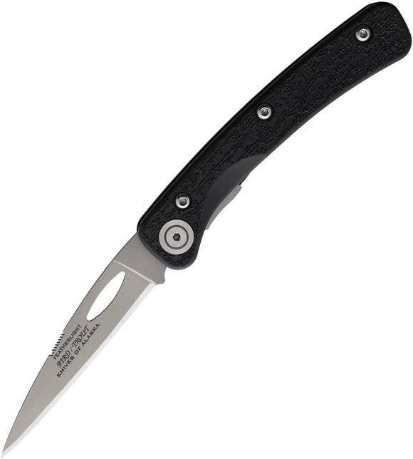 Knives Of Alaska Bird & Trout Linerlock Black SureGrip Folding D2 Steel Pocket Knife 00904FG