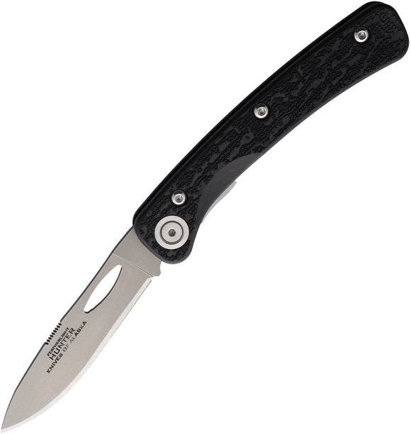 Knives Of Alaska Hunter Linerlock Black SureGrip Folding D2 Steel Pocket Knife w/ Pocket Clip 00905FG