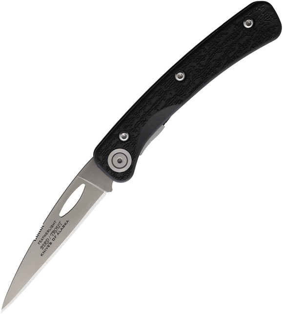 Knives Of Alaska Bird & Trout Linerlock Black SureGrip Folding D2 Steel Pocket Knife w/ Pocket Clip 00909FG