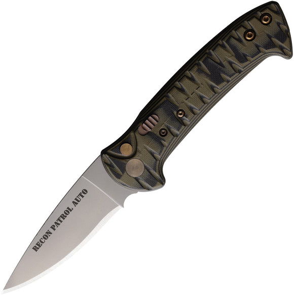 Knives Of Alaska Automatic Recon Patrol Knife Button Lock Black & OD Green G10 D2 Blade 00920FG