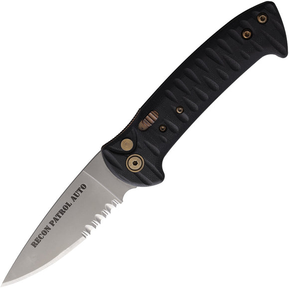 Knives Of Alaska Automatic Recon Patrol Knife Button Lock Black G10 D2 Steel Serrated Blade 00931FG