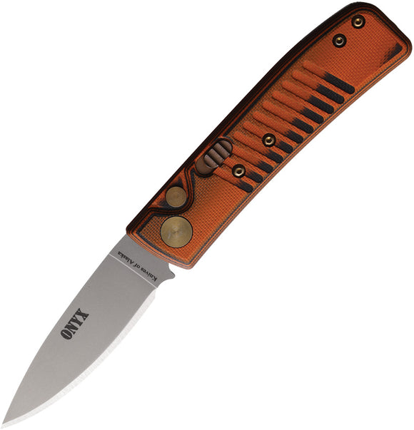 Knives Of Alaska Automatic Onyx Knife Button Lock Black & Orange G10 D2 Steel Blade 00947FG