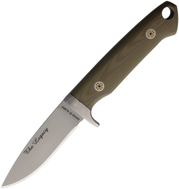 Knives Of Alaska Legacy OD Green G10 D2 Steel Fixed Blade Knife 00952FG