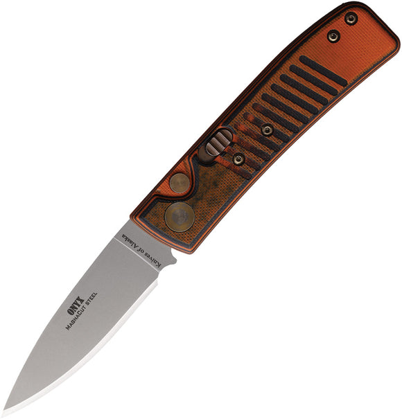 Knives Of Alaska Automatic Onyx Knife Button Lock Orange & Black G10 MagnaCut Blade 00955FG