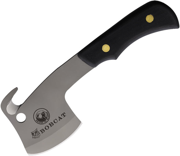 Knives Of Alaska Bobcat Mini Black SureGrip D2 Steel Hatchet w/ Leather Belt Sheath 00960FG