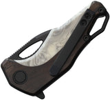 KOI Knives Willy Wagtail Linerlock Wood & Resin Folding 14C28N Knife 010