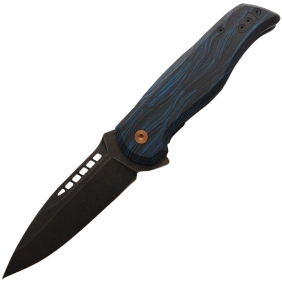 KOI Knives Bowerbird Male Linerlock Black & Blue G10 Folding 14C28N Sandvik Pocket Knife 012