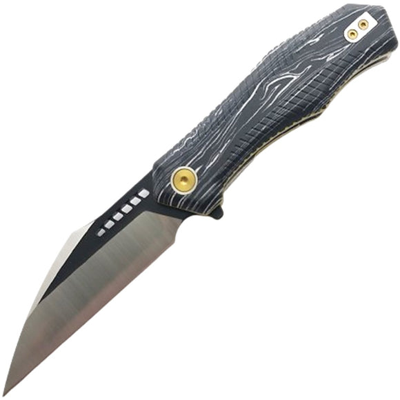 KOI Knives Falcon Linerlock Black & White G10 Folding 14C28N Sandvik Pocket Knife 014
