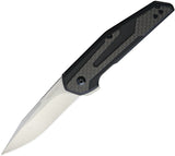 Kershaw Fraxion Linerlock Black Satin Handle Plain Folding Blade Knife 1160SAT
