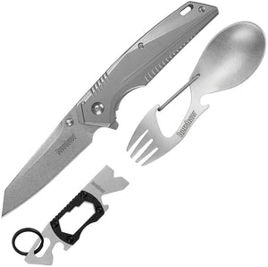 Kershaw 3 piece Assisted Open Folding Knife Set with spork and  pry bar 1350