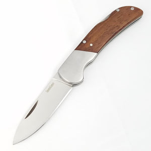 Kershaw Baseman Pocket Knife Lockback Brown Wood Folding Stainless Blade 1381