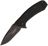 Kershaw Cryo Blackwash Folding Knife G10 A/O Plain Edge Flipper Folder - 1555G10BW