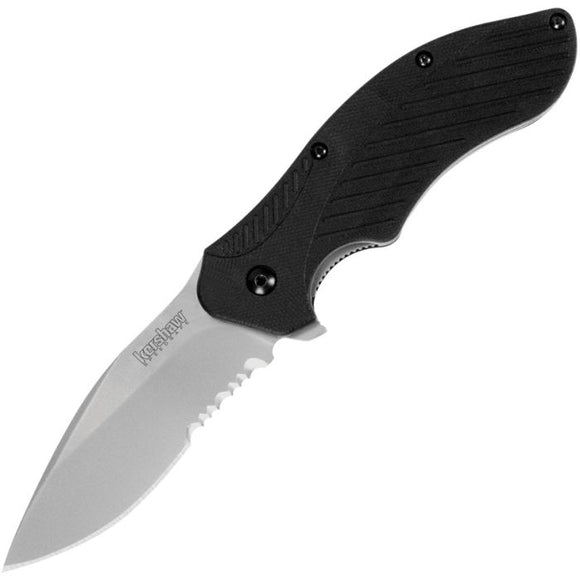 Kershaw Clash Linerlock A/O Black GFN Folding 8Cr13MoV Serrated Pocket Knife 1605STX
