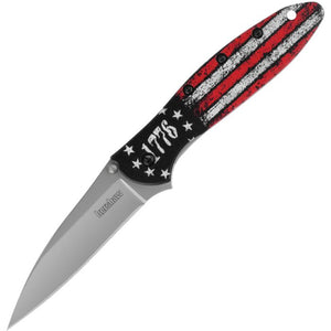 Kershaw Leek Linerlock A/O 1776 Flag Aluminum Folding 14C28N Pocket Knife 1660ROSS