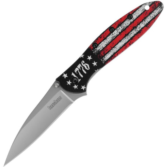 Kershaw Leek Linerlock A/O 1776 Flag Aluminum Folding 14C28N Pocket Knife 1660ROSS
