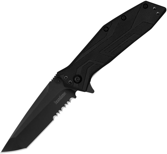 Kershaw Brawler Linerlock A/O Black GFN Folding 8Cr13MoV Serrated Pocket Knife 1990ST