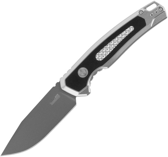 Kershaw Automatic Launch 21 Knife Button Lock Raw Aluminum & Black G10 CPM-M4 Blade 7106RAW