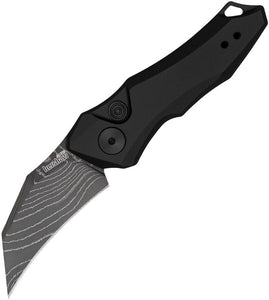 Kershaw Automatic Launch 10 Button Lock Black Aluminum Damascus Folding Knife 7350DAM   - On Sale