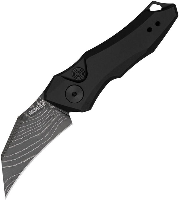 Kershaw Automatic Launch 10 Button Lock Black Aluminum Damascus Folding Knife 7350DAM  -On Sale