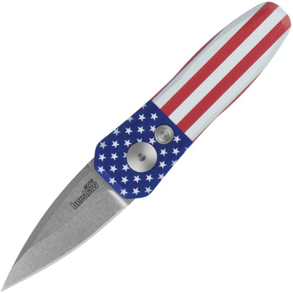Kershaw Automatic Launch 4 Knife Button Lock USA Flag Aluminum CPM-154 Blade 7500USA