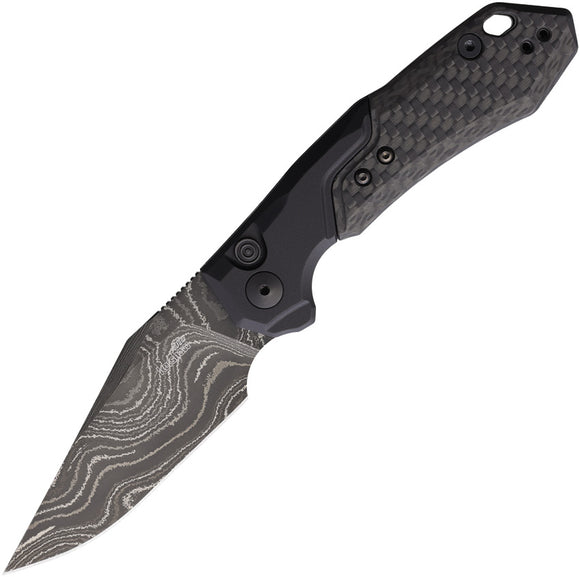 Kershaw Automatic Launch 19 Knife Button Lock Carbon Fiber & Aluminum Damascus Blade 7851DAM