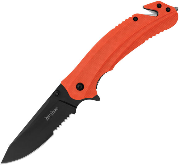 Kershaw Barricade Linerlock A/O Orange GRN Folding 8Cr13 Serrated Pocket Knife 8650ST