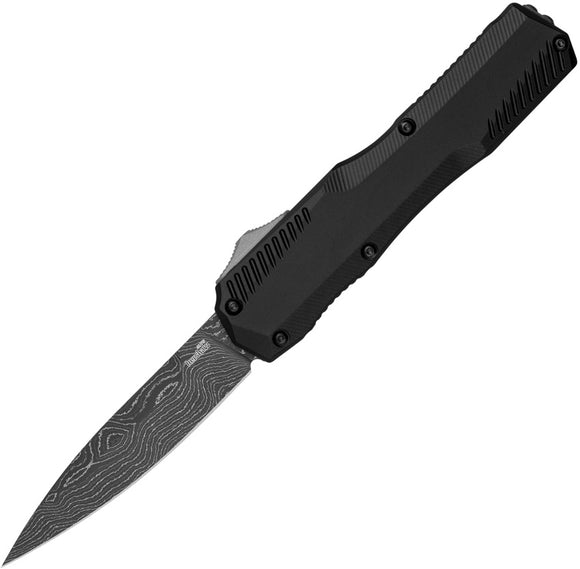 Kershaw Automatic Livewire Knife OTF Black Aluminum Damascus Blade 9000DAM