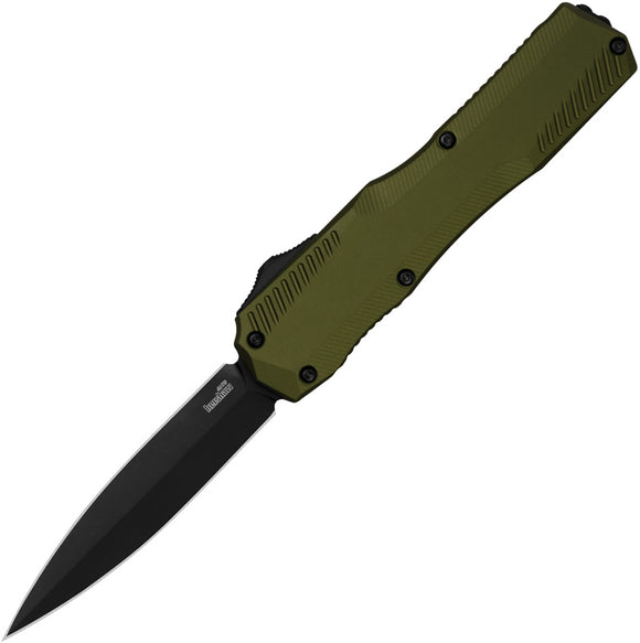 Kershaw Automatic Livewire Knife OTF Olive Green Aluminum MagnaCut Double Edge Blade 9000DEOL