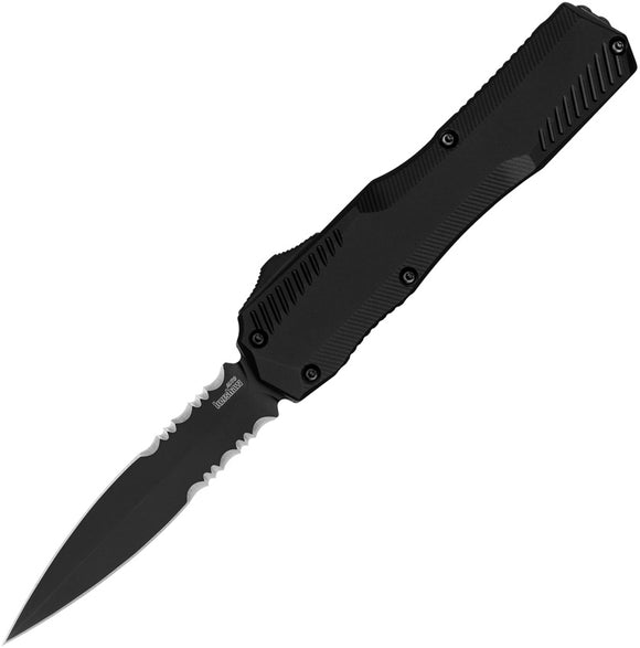 Kershaw Automatic Livewire Knife OTF Black Aluminum Serrated Double Edge MagnaCut Blade 9000DEST