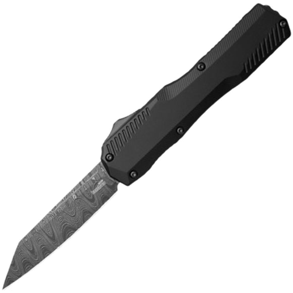 Kershaw Automatic Livewire Knife OTF Black Aluminum Reverse Tanto Damascus Blade 9000RDAM