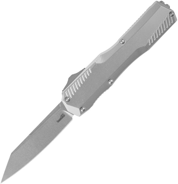 Kershaw Automatic Livewire OTF Knife Raw Aluminum CPM-MagnaCut Reverse Tanto Blade 9000RRAW