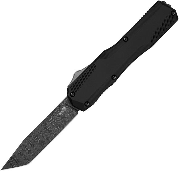 Kershaw Automatic Livewire Knife OTF Black Aluminum Damascus Tanto Blade 9000TDAM