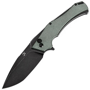 Kansept Knives Hellx Button Lock Green Micarta Folding D2 Steel Pocket Knife T1008F1