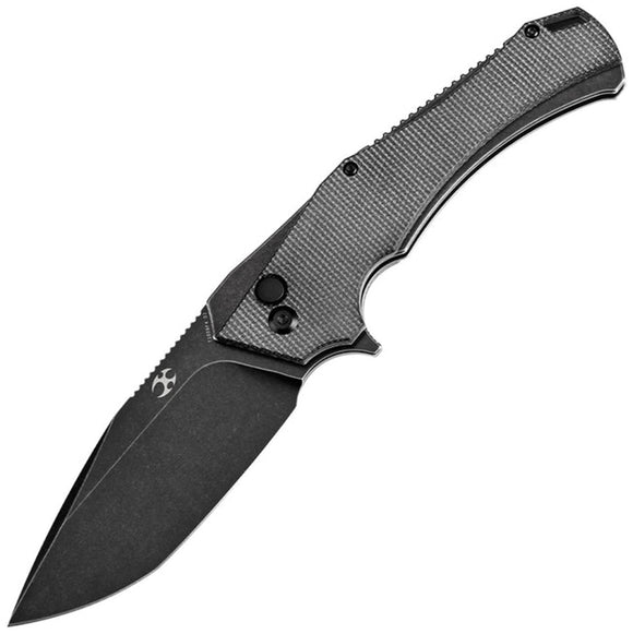 Kansept Knives Hellx Button Lock Black Micarta Folding D2 Steel Pocket Knife T1008F4