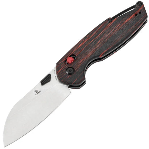 Tenable Knives Model 6 Crossbar Lock Red & Black G10 Folding 14C28N Pocket Knife T1022V8