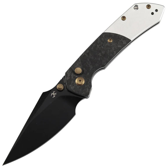 Kansept Knives Fenrir Button Lock Carbon Fiber & Aluminum Folding 154CM Pocket Knife T1034B1