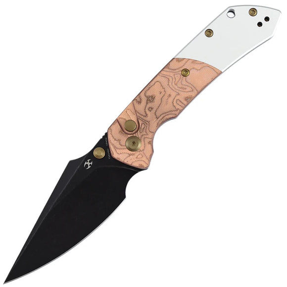 Kansept Knives Fenrir Button Lock Copper Foil G10 & Aluminum Folding 154CM Knife T1034B2