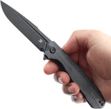 Kansept Knives Qilin Linerlock Black Micarta Folding 154CM Pocket Knife T1047A1