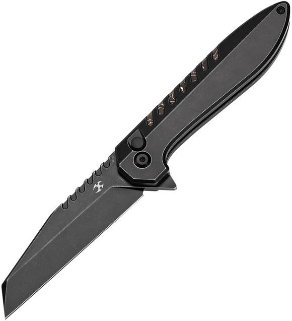 Kansept Knives Kosame Button Lock Black Titanium & Copper Carbon Fiber Folding 154CM Knife T1093F3